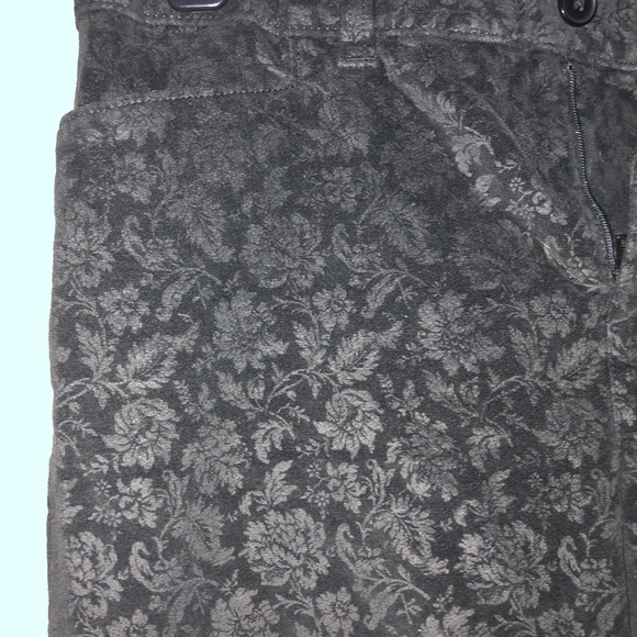 Talbots black velvet floral pattern pants - Picture 3 of 6